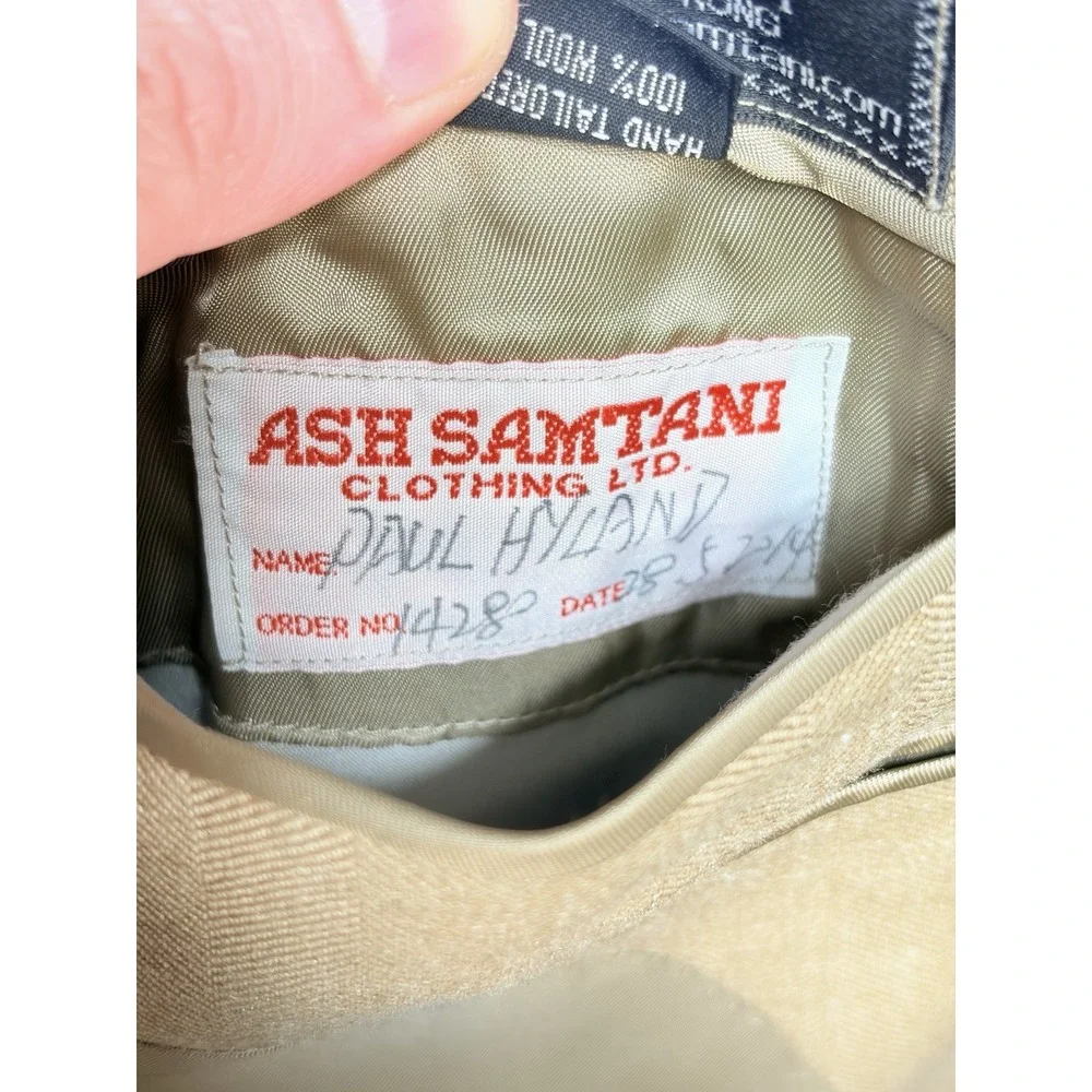 Ash Samtani Hand Tailored 100% Wool 46R Herringbone Blazer Marzoni Fabric Italy